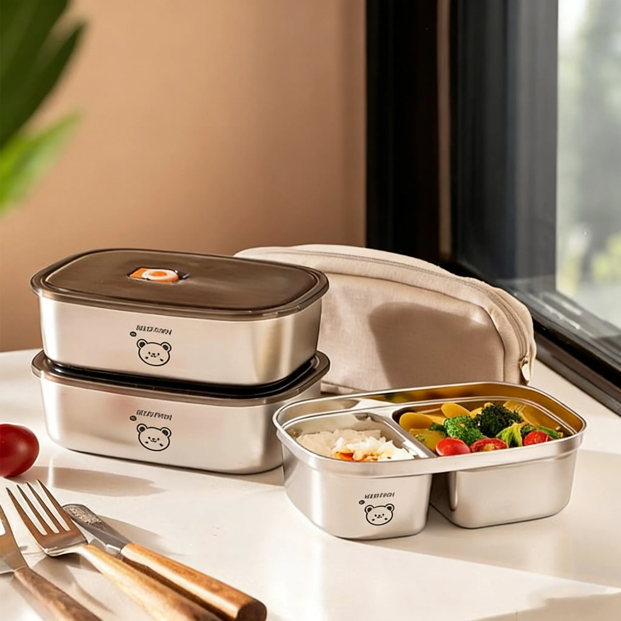 Food Storage Oven Safe - Large Capacity 304 Stainless Steel Bento