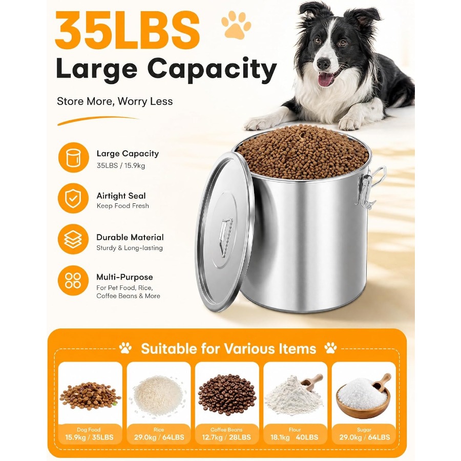 35LBS Airtight Stainless Steel - Food Storage Containers review and price