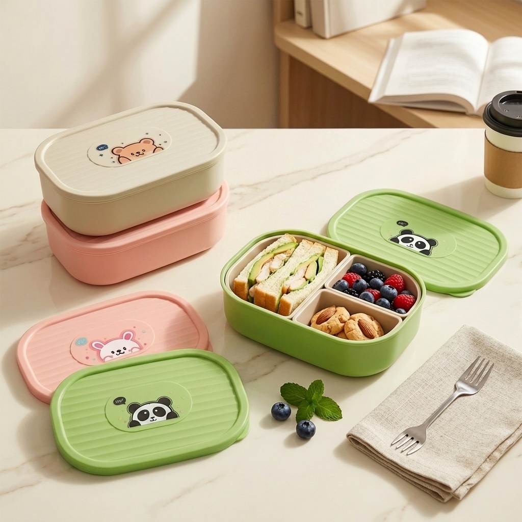 Cute Plastic Divided Lunch Box - Food Storage Oven Safe review and price