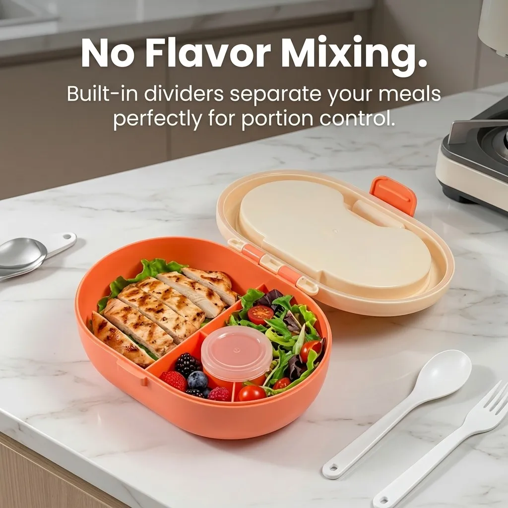 Plastic Bento Lunch Box with C - Food Storage With Dividers review and price
